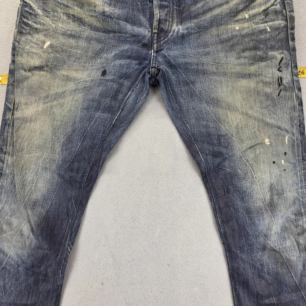Denham Jeans Mens Blue Selvedge FRS Whiskers Honeycomb Thrashed Fits 34x27